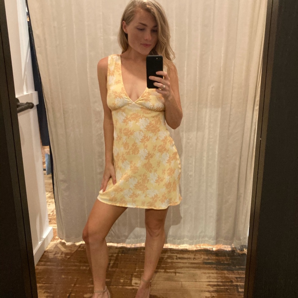 Cotton Candy: Yellow floral slip mini-dress